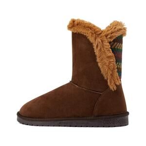 Essentials by Muk Luks Women’s Carey Brown/Spice Faux Suede Round Toe Boots 9
